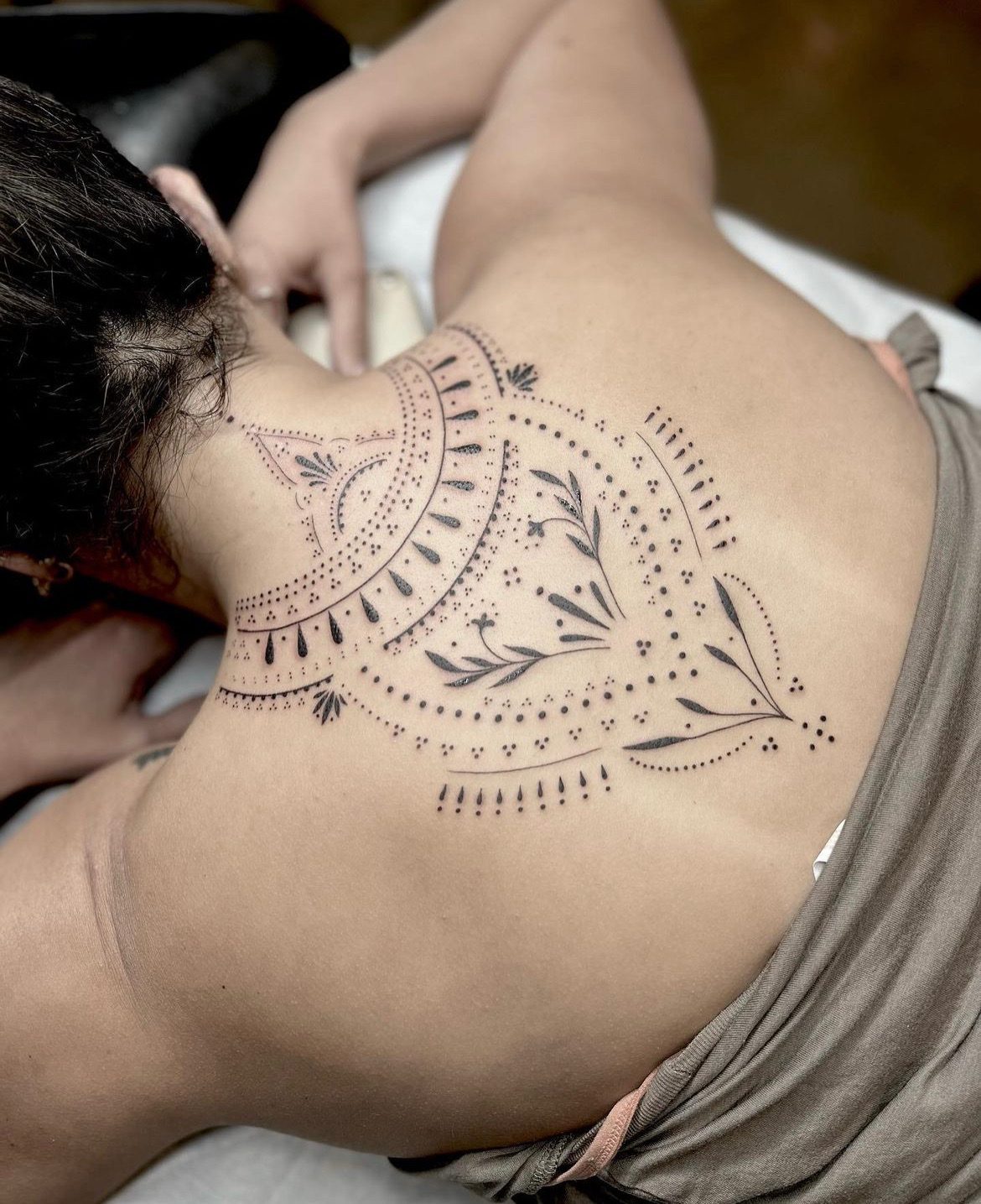 Ornamental dotwork tattoo